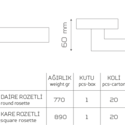 ÇANKIRI-KK130 Rozetli Kapı Kolu