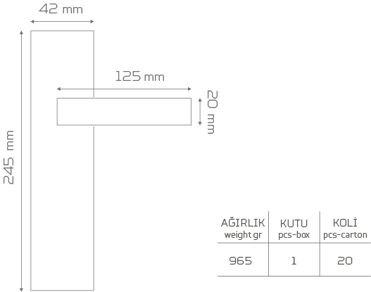 MİLANO-242 Aynalı Kapı Kolu