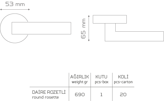 PARS-KK103 Rozetli Kapı Kolu