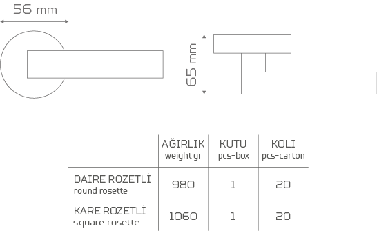 ULTRA-984 Rozetli Kapı Kolu
