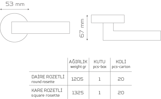 Z2017 Rozetli Kapı Kolu